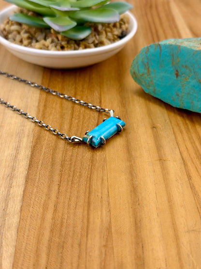 Kingman Turquoise Waterproof Bar Necklace