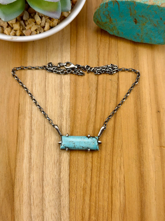 Kingman Turquoise Waterproof Bar Necklace