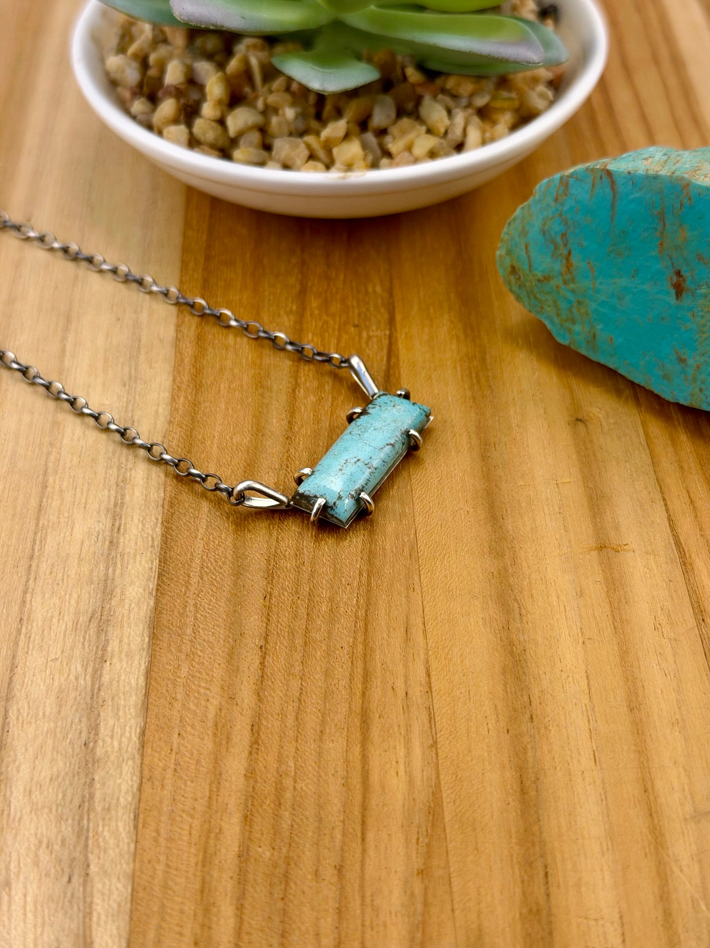 Kingman Turquoise Waterproof Bar Necklace