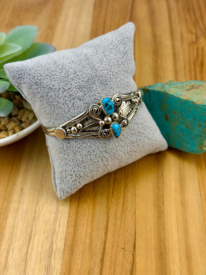Kingman Turquoise 2 Stone Sterling Cuff