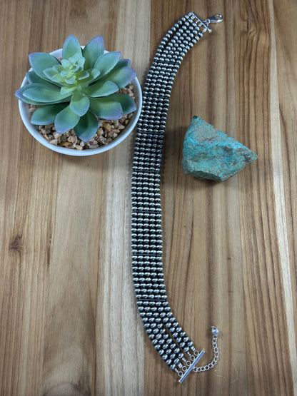 5 Strand "Navajo Style" Sterling Pearl Necklace