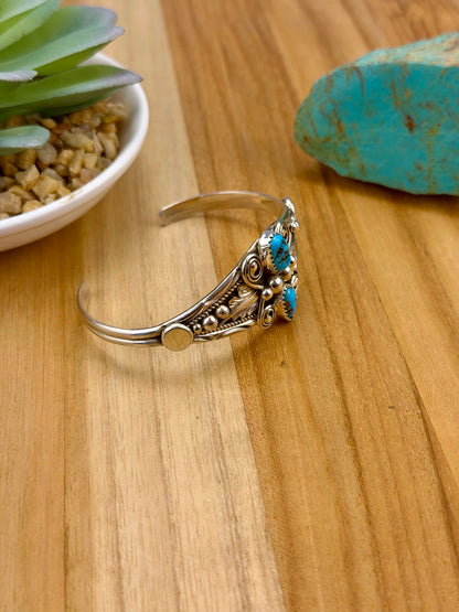 Kingman Turquoise 2 Stone Sterling Cuff