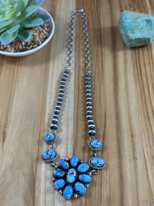 Golden Hills and Silver Pearls Cluster Choker