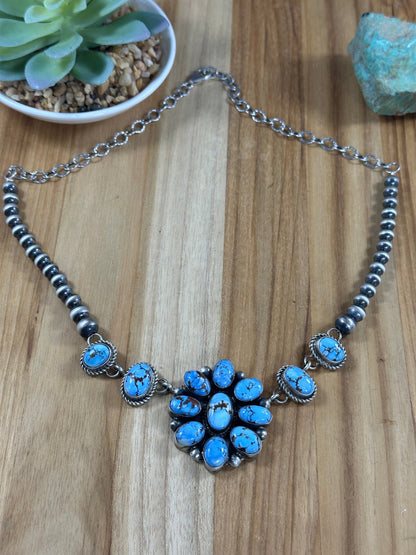 Golden Hills and Silver Pearls Cluster Choker