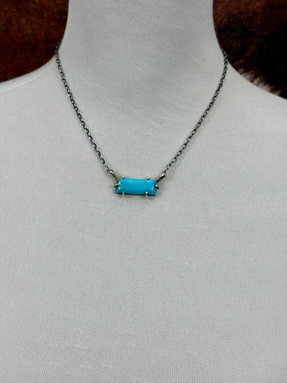 Kingman Turquoise Waterproof Bar Necklace