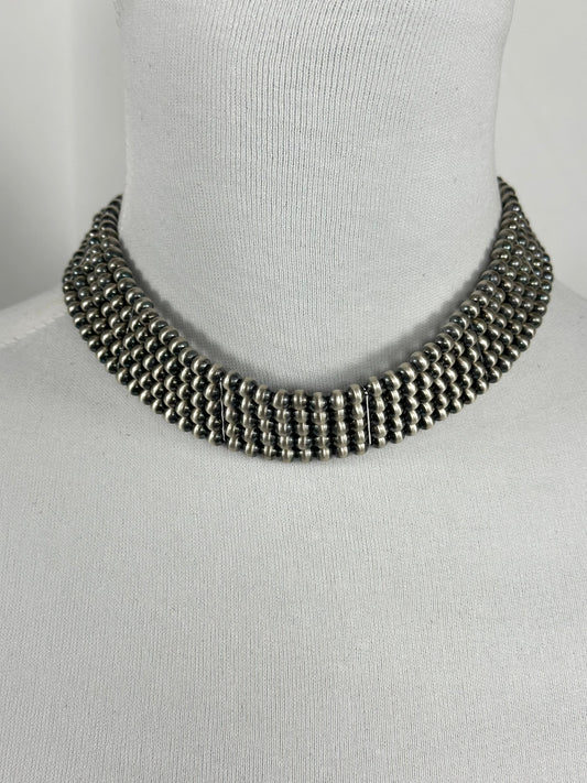 5 Strand "Navajo Style" Sterling Pearl Necklace