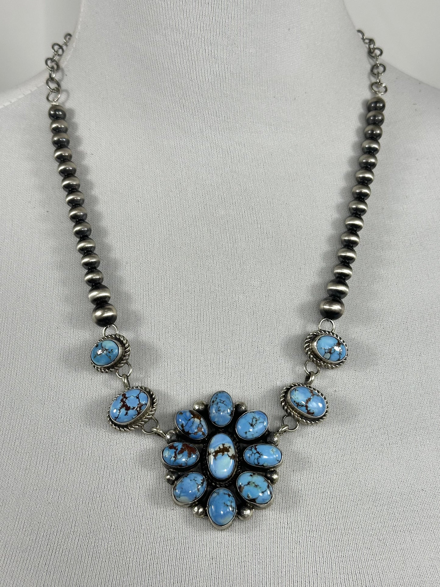 Golden Hills and Silver Pearls Cluster Choker