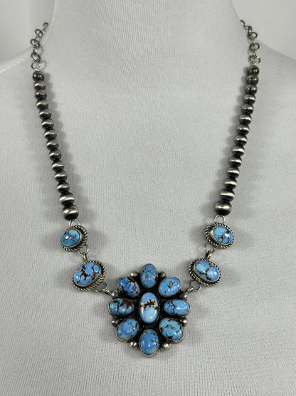 Golden Hills and Silver Pearls Cluster Choker