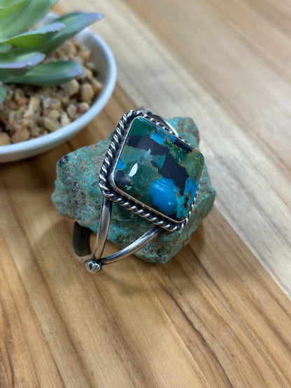Kingman Turquoise Square Single Stone Cuff