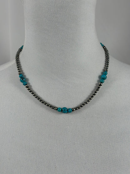 4-8mm Sterling Silver and Turquoise Necklace