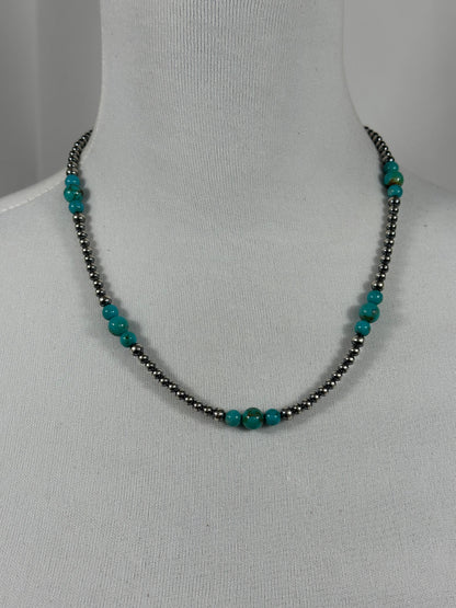 4-8mm Sterling Silver and Turquoise Necklace