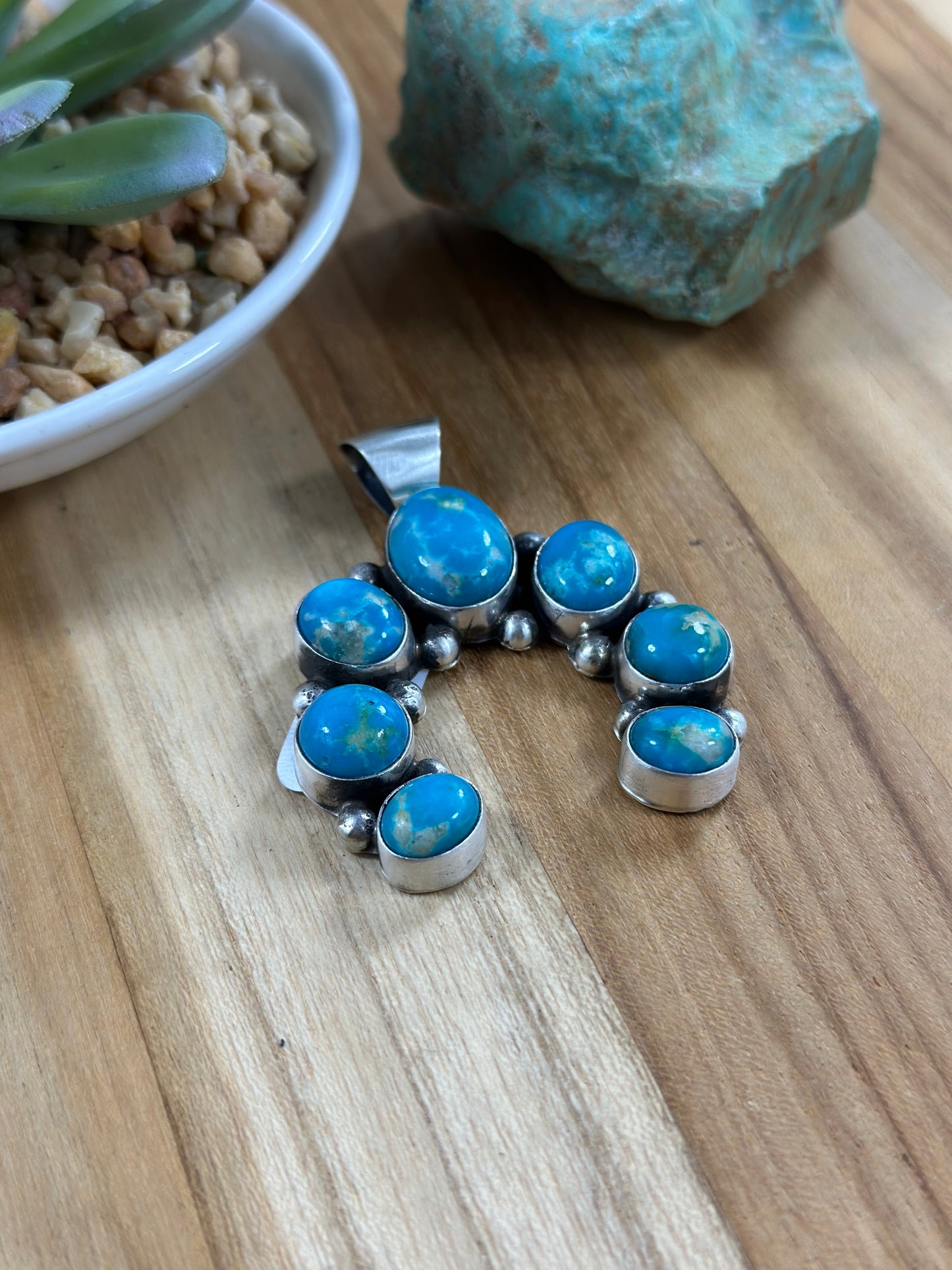 Kingman Turquoise 7 Stone Pendant