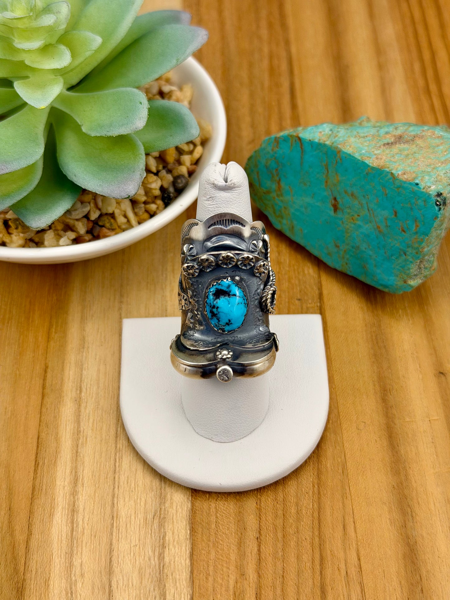 Kingman Turquoise Saddle Sterling Ring