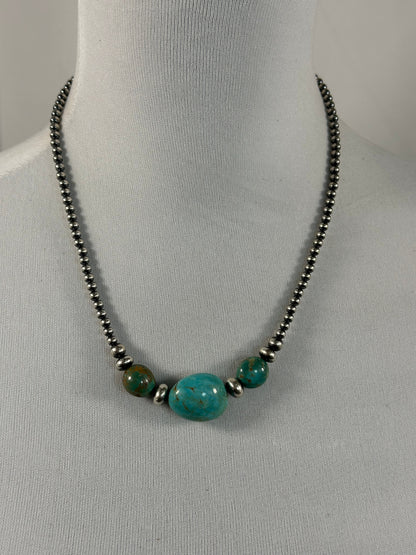 Kingman Turquoise and Navajo Pearl Necklace