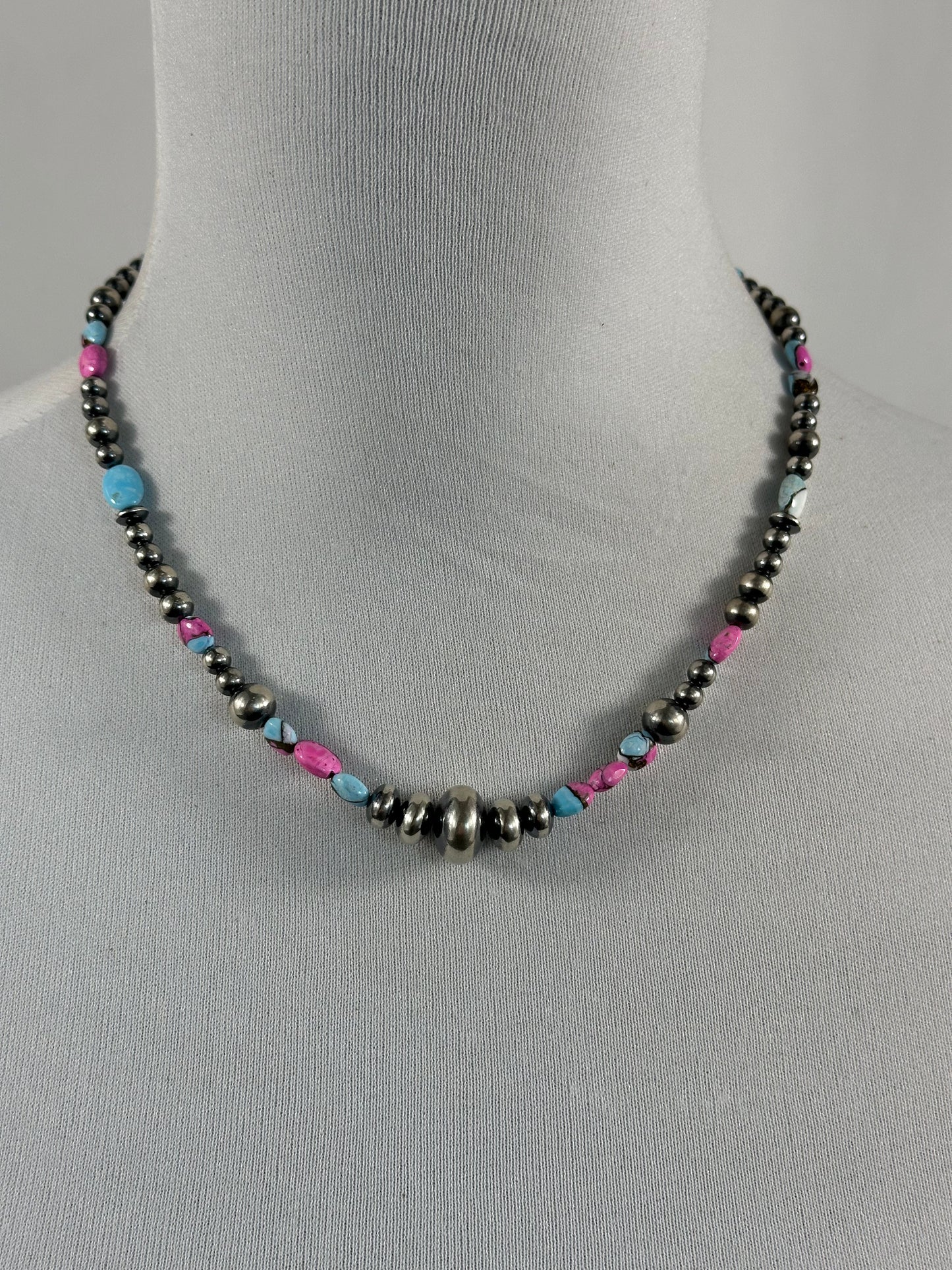 Cotton Candy and Navajo Pearl Necklace