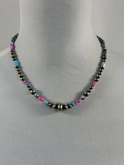 Cotton Candy and Navajo Pearl Necklace