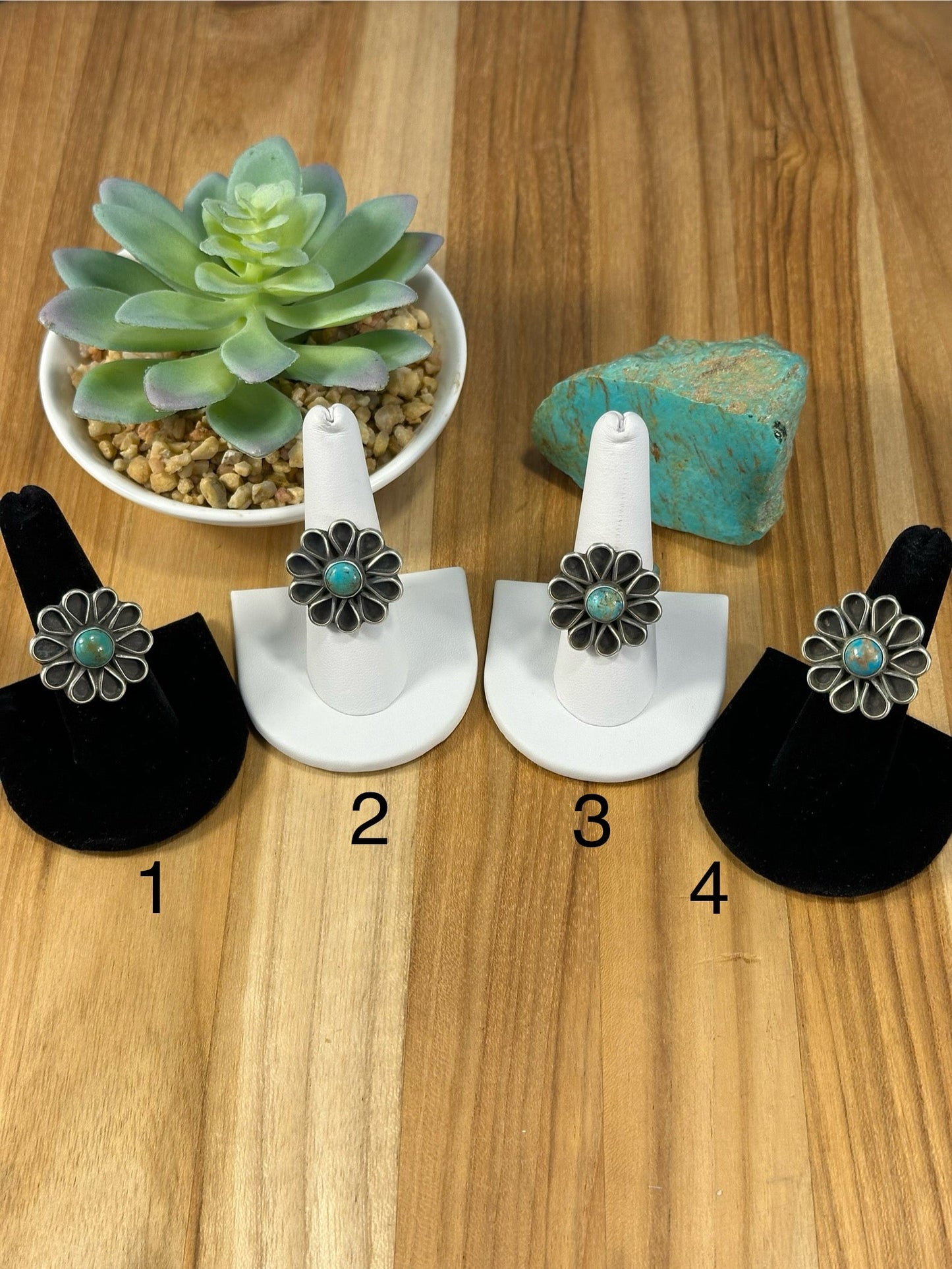 Kingman Flower Stelring Silver Rings