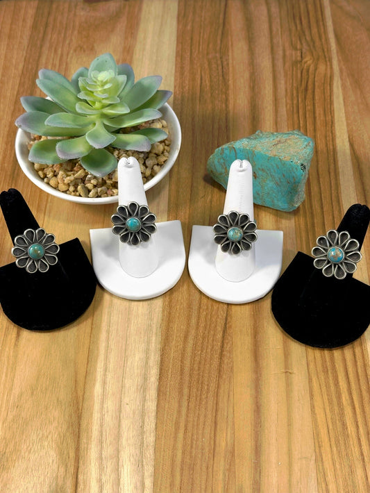 Kingman Flower Stelring Silver Rings