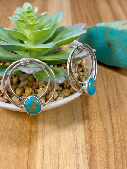 Kingman Turquoise Hoop Earrings