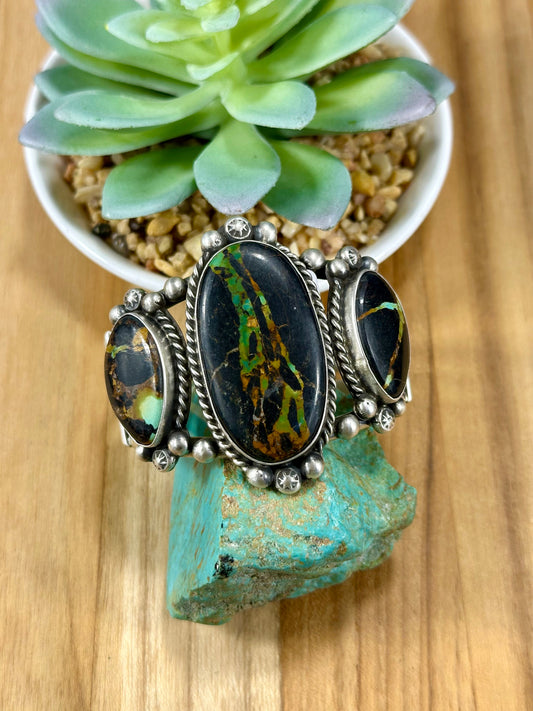Black Jack 3 Stone Sterling Cuff