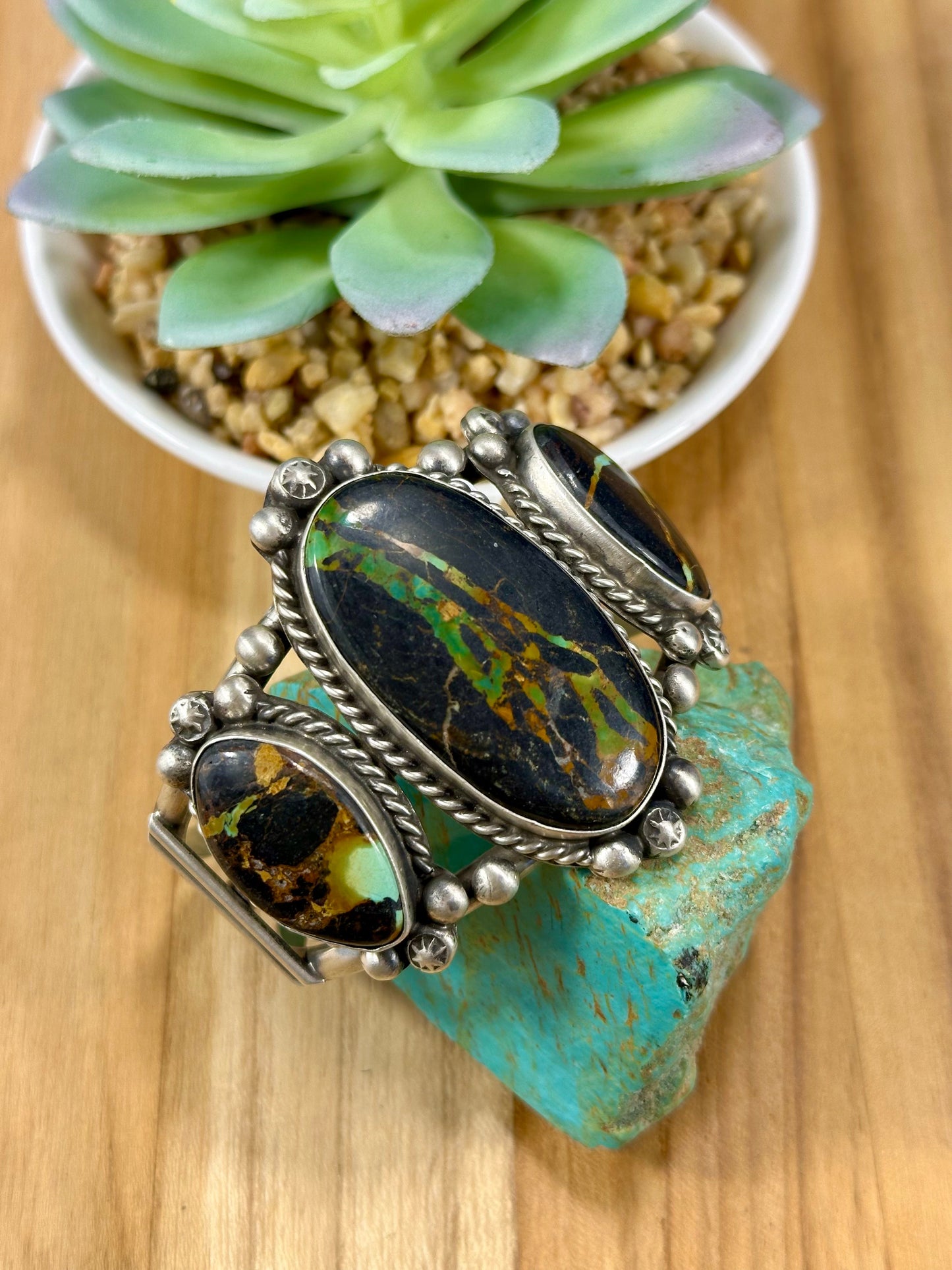 Black Jack 3 Stone Sterling Cuff