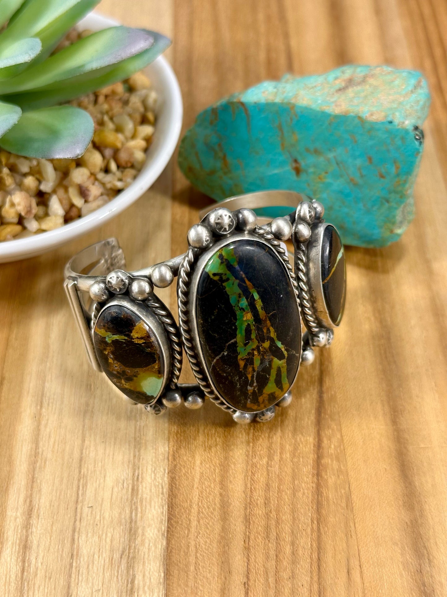 Black Jack 3 Stone Sterling Cuff