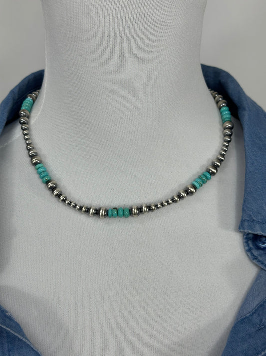 Kingman Turquoise & Pearl Necklace
