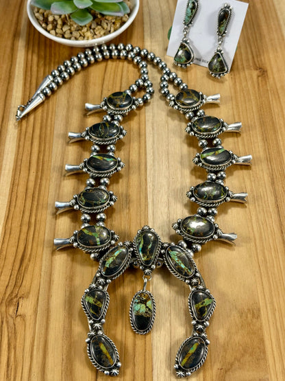 Black Jack Squash Blossom & Earrings Set