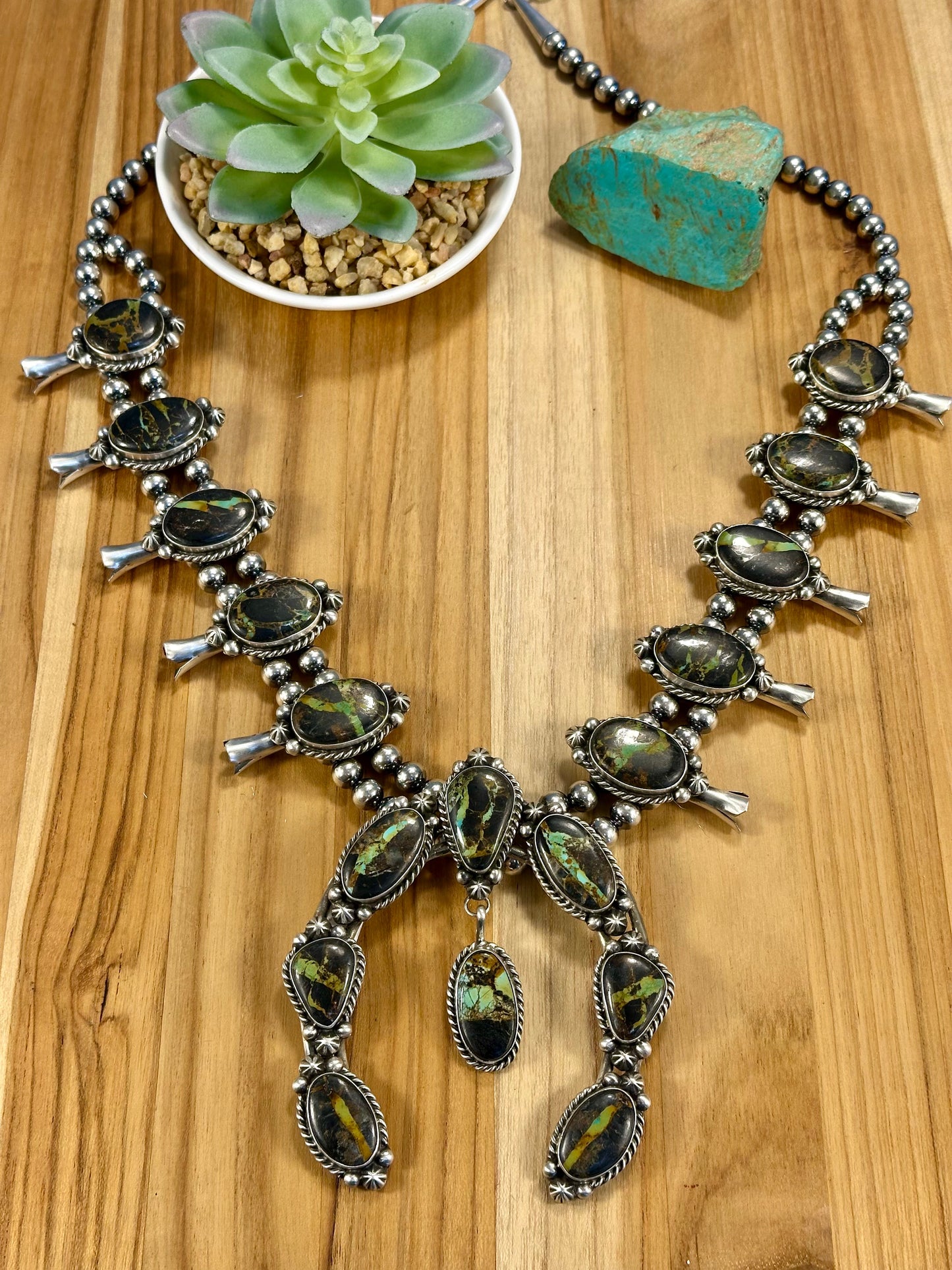 Black Jack Squash Blossom & Earrings Set