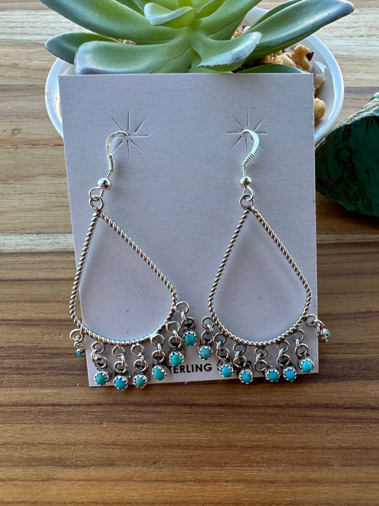 Turquoise Hoop Dangle Earrings