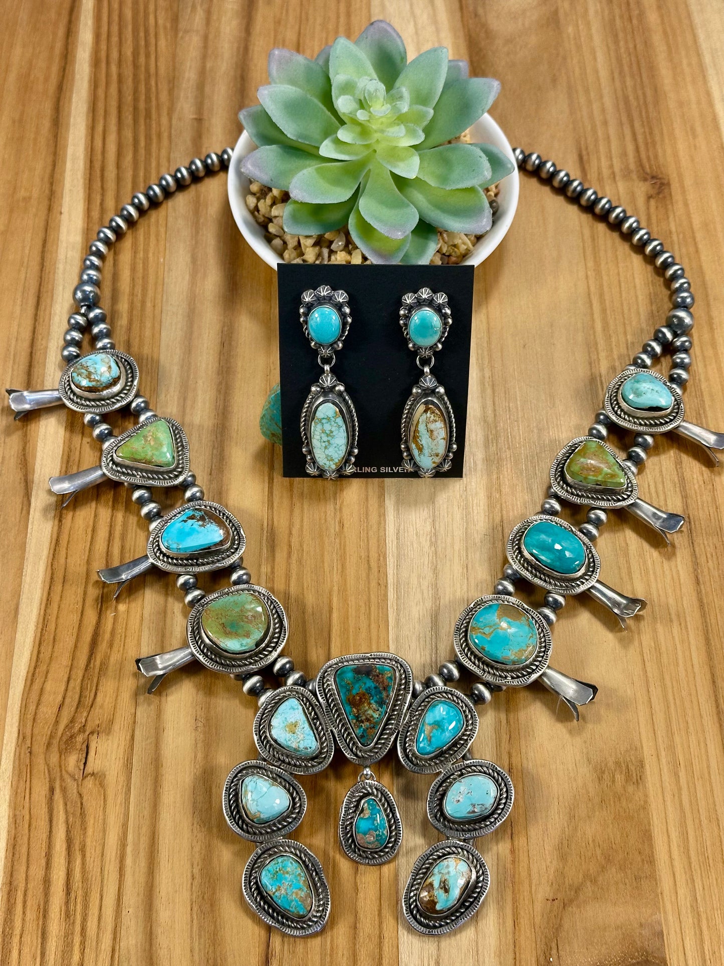 Royston Squash Blossom Necklace & Earrings Set