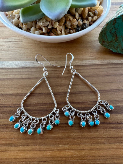 Turquoise Hoop Dangle Earrings