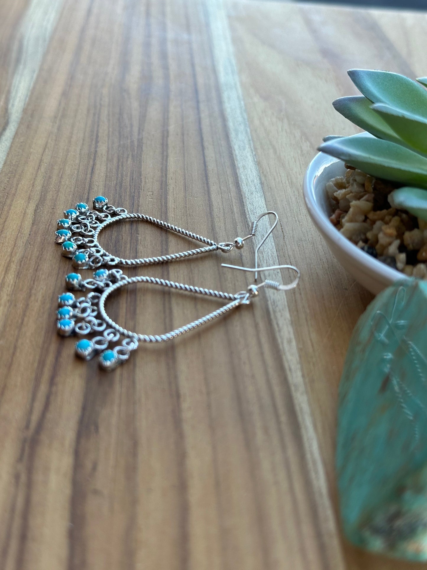 Turquoise Hoop Dangle Earrings