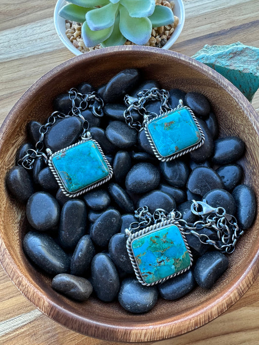 Kingman Turquoise Square Necklace