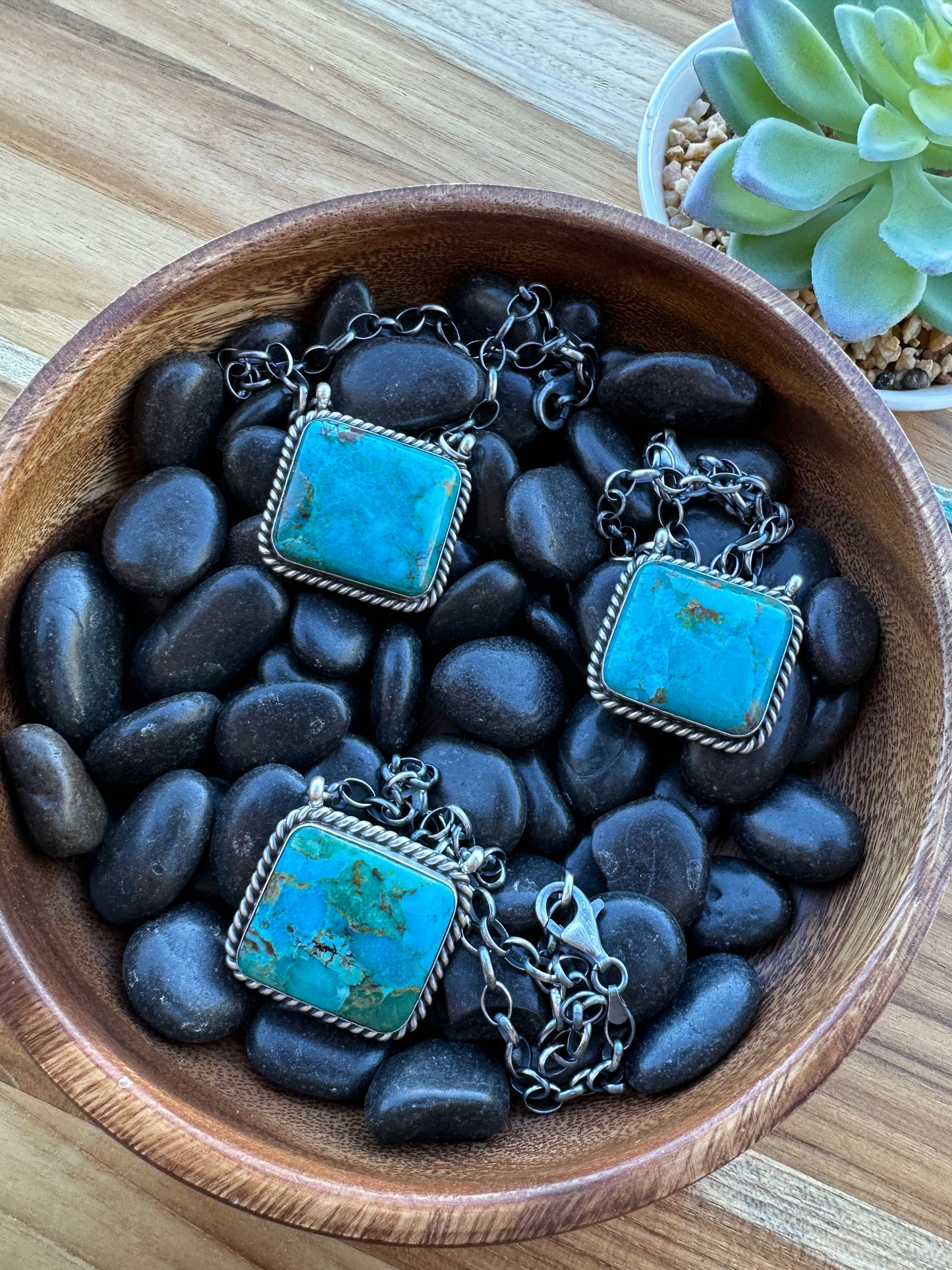 Kingman Turquoise Square Necklace