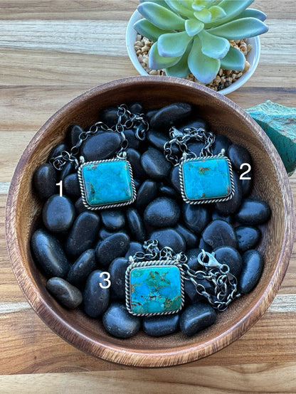 Kingman Turquoise Square Necklace