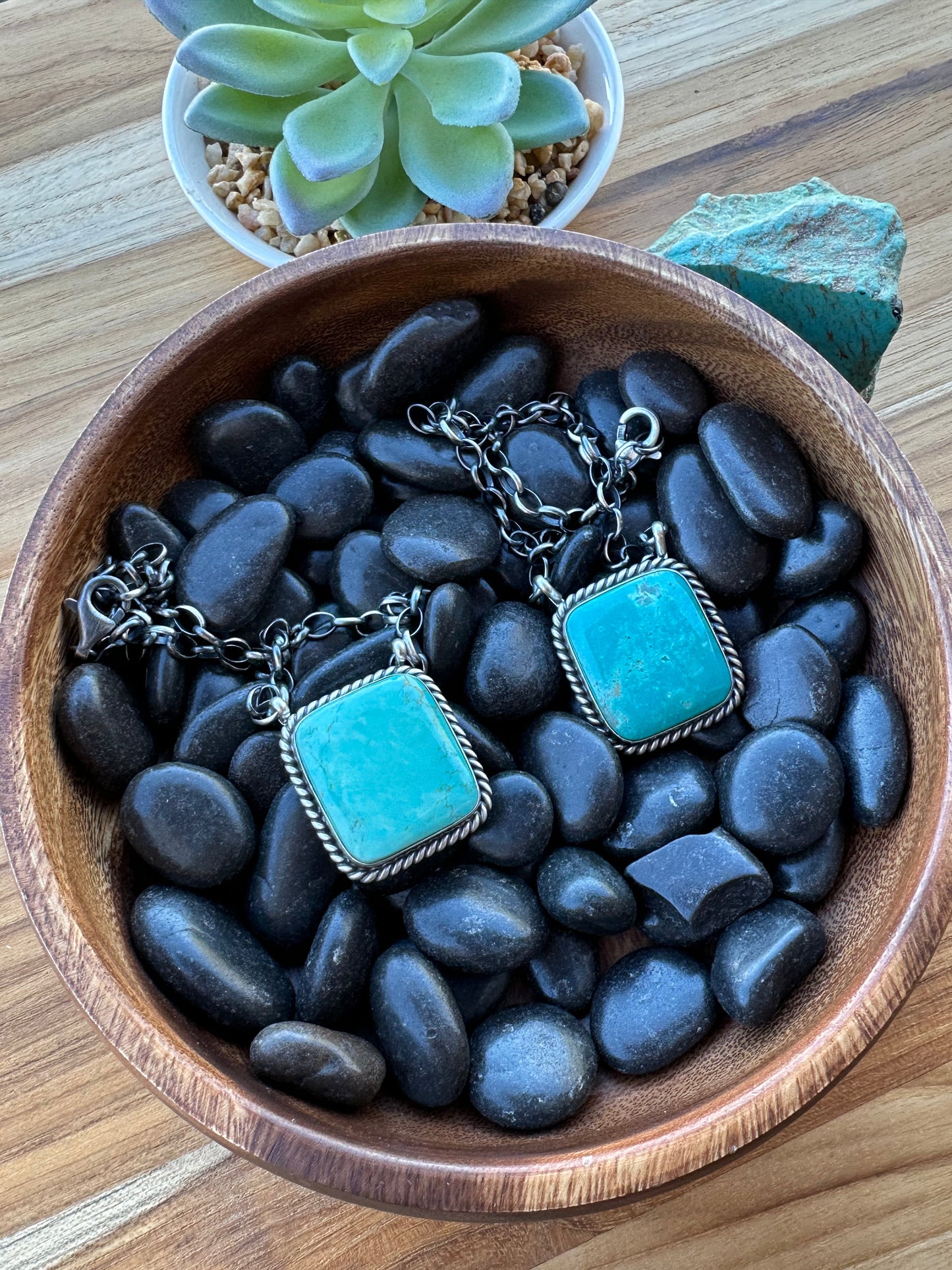 Kingman Turquoise Square Necklace