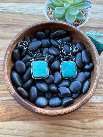 Kingman Turquoise Square Necklace