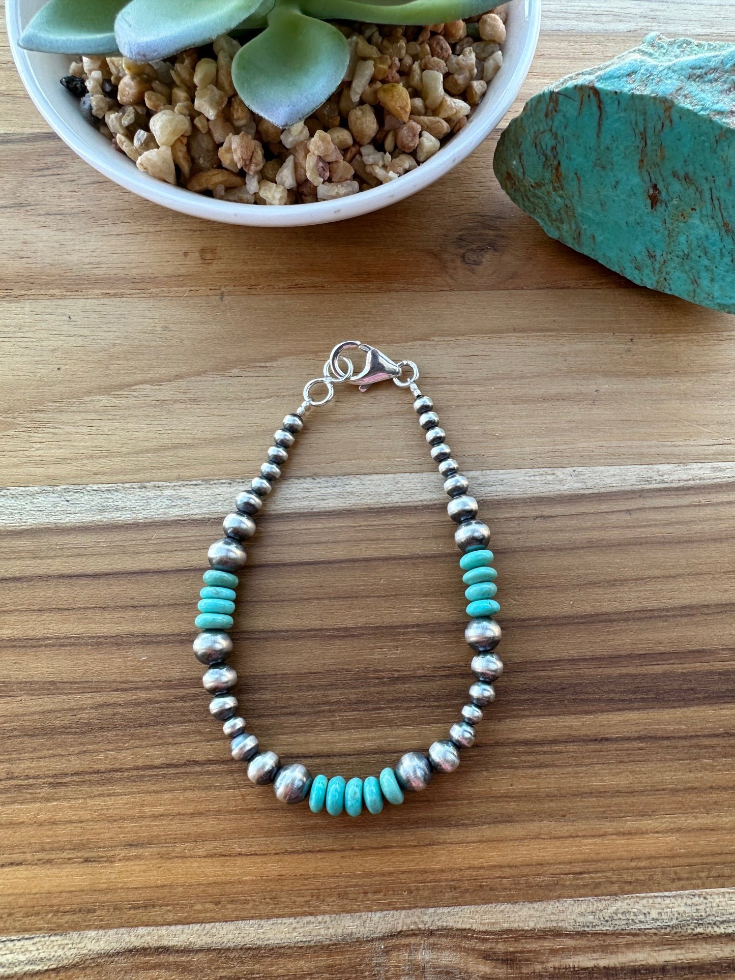 Pearl & Kingman Bead Bracelet