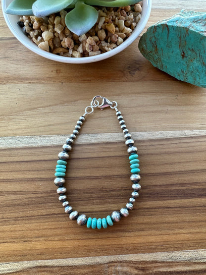 Pearl & Kingman Bead Bracelet