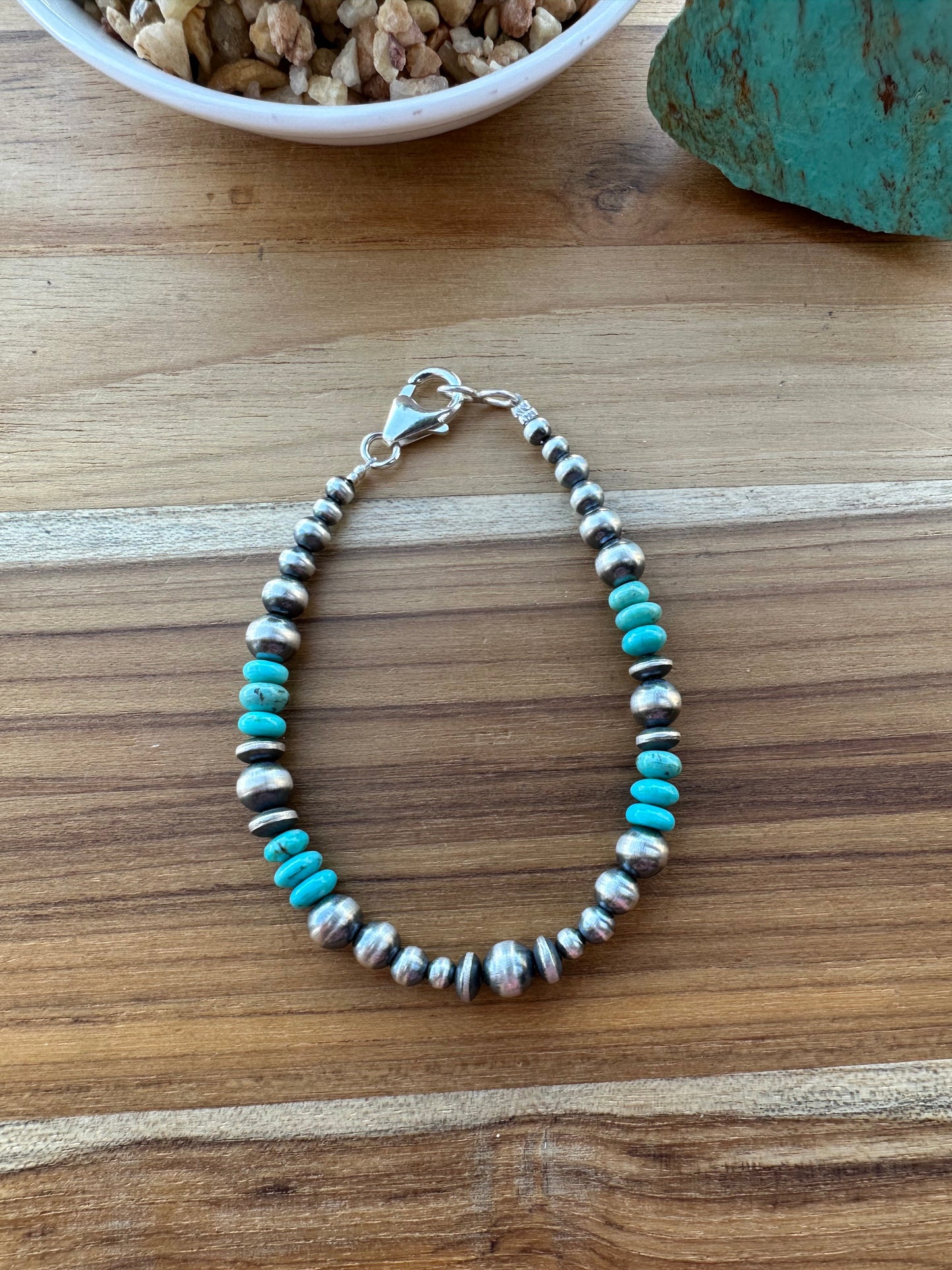 Pearl & Kingman Bead Bracelet