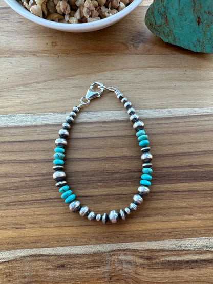 Pearl & Kingman Bead Bracelet
