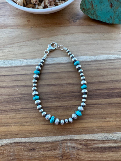Pearl & Kingman Bead Bracelet