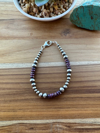 Pearl & Purple Spiny  Bead Bracelet