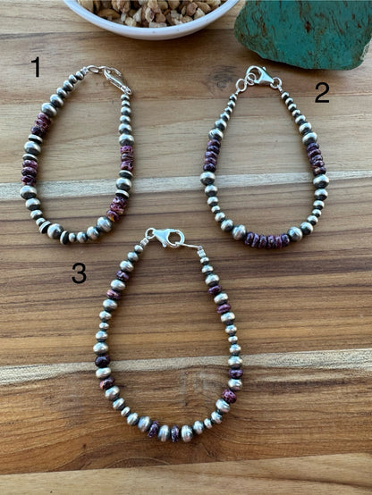 Pearl & Purple Spiny  Bead Bracelet