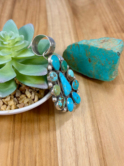 Kingman Turquoise Cluster Sterling Pendant