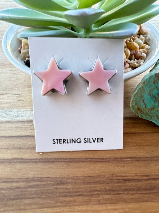 Pink Conch Star Sterling Earrings