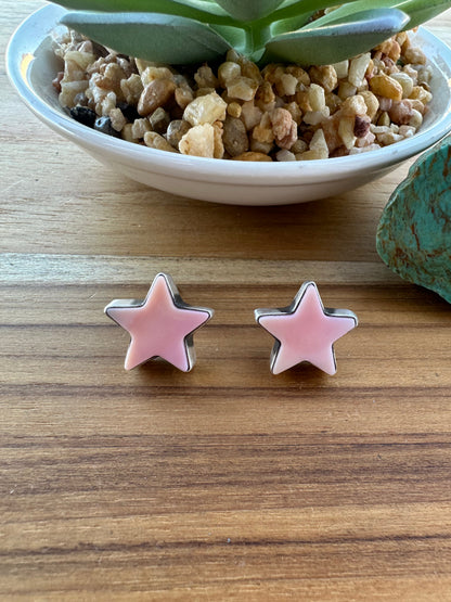 Pink Conch Star Sterling Earrings