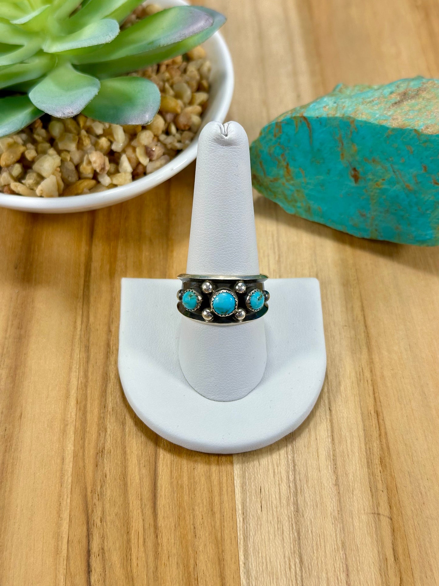 Kingman Turquoise & Coral Sterling Silver Rings