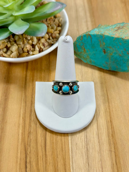 Kingman Turquoise & Coral Sterling Silver Rings